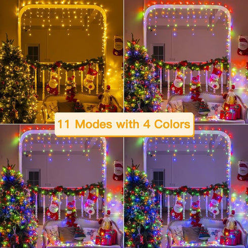 306LED 25FT, 11 Ollny Icicle Lights for Outside Color Changing Christmas Light with Remote Modes Timers Waterproof
