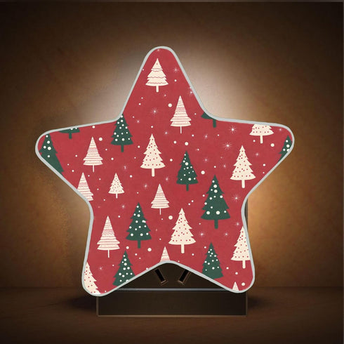 ALAZA Merry Christmas Cartoon Tree Red Star Shaped LED Night Light Dusk to Dawn Sensor Plug in Night Home Decor Desk