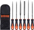 HORUSDY 6-Pieces Needle File Set, Hand Metal Files, Alloy Steel Flat, Square, Triangular, Round, Half-Round