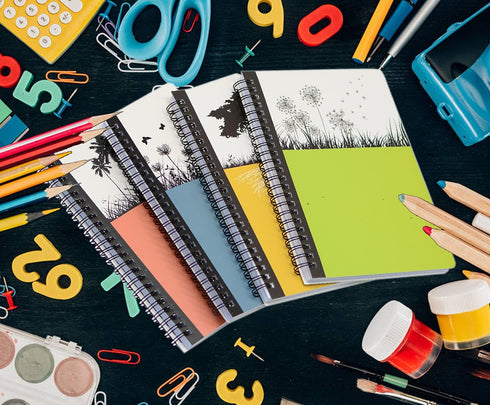 Yansanido Spiral Notebook, 4 Pcs A5 Thick Tree Design, 80 Sheets - 160 Pages, 4 Color Ruled Journals for Study and Notes