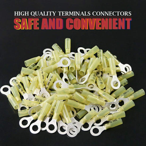 Hilitchi 50Pcs Nylon Heat Shrink Ring Insulated Terminals - Electrical Wire Crimp Connector (12-10AWG, 5/16'')