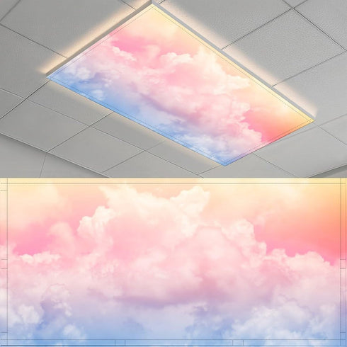 Sunnyhut 2 Pack Fluorescent Light Cover for Ceiling Light - Colorful Clouds Magnetic