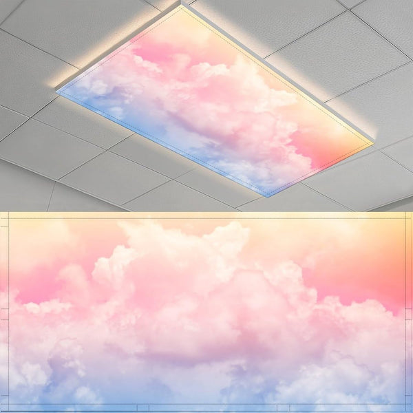 Sunnyhut 2 Pack Fluorescent Light Cover for Ceiling Light - Colorful Clouds Magnetic