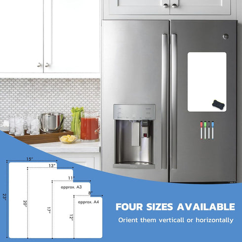 Magnetic Whiteboard for Fridge, Small Dry Erase Board with 4 Markers and 1 Eraser, 20 x 13 Inches