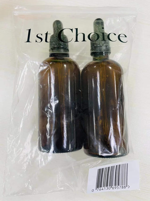Amber Glass Bottles with Glass Droppers, 2 Each, 4 Oz Capacity