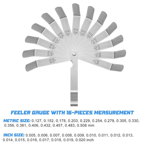 Weewooday 3 Pieces Stainless Steel Feeler Gauge, Dual Marked Metric Offset Valve Thickness Gauge, 32/26/16-Pieces