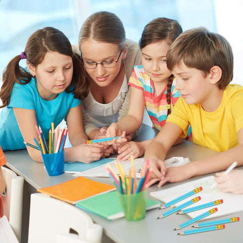 Outus 144 Pieces Light Blue Golf Pencils - HB Half Pencils with Eraser - 3.5 Inch Mini Pencils for Kids Baby Shower