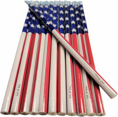 Vintage Look American US Flag #2 Lead Wooden 7.5" Pencils (Patriotic USA), Party Favor Stationery, 36