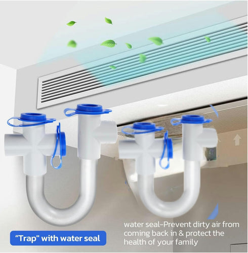 2Pack 3/4" Standard Condensate Trap with 17" Cleaning Brush, PVC Transparent U Trap for HVAC Systems