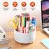 Desk Pencil Pen Holder, 5 Slots 360°Degree Rotating Pencil Pen Organizers for Desk, Desktop Storage Stationery Supplies Organizer, Cute Pencil Cup Pot for Office, School, Home, Art Supply, White by EDENMS
