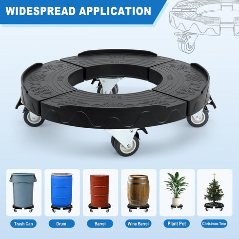 15-19 Inch 4 440lbs W B D WEIBIDA Trash Can Dolly Wheels Adjustable Round Roller with Wheels Drum Cart Heavy Duty Keg