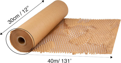 Ready Roll Packaging Paper, 12''x 131' Honeycomb Cushioning Wrap, Perforated Packing for Moving
