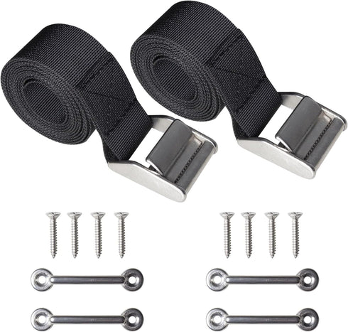 UCEDER 56" Battery Tie Down Strap Kit, Stainless Steel 316 Cam Buckle with Eye Strap Mounts, 2 Pack