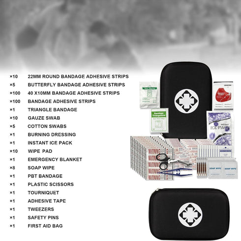 AMORNING 279PCS Set Backpacking Small Travel First Aid Kit Supplies for Business, First Aid Emergency Essentials Items
