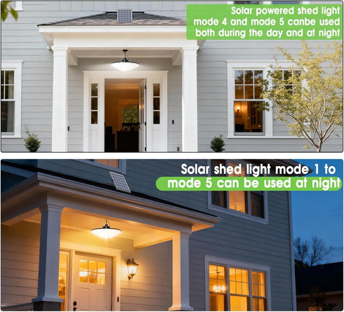 Latband 198LED 1200LM 5 IP65 16.5ft Solar Shed Light Solar Powered Motion Sensor Light, Modes Remote Control