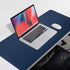 Dual Sided Leather Desk Pad (35.4 x 17"), Waterproof Office Mat, PU Mouse Pad, Desk Protector Cover (Blue/Yellow)