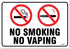 No Smoking No Vaping Sign, Large 10 X 7 Inch Self-Adhesive Vinyl Sticker