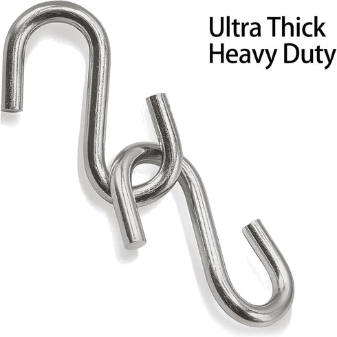 2 Pack 3.3-Inch Heavy Duty S Hooks, 304 Stainless Steel Hammock Hooks with Maximum Load Capacity of 557 lbs