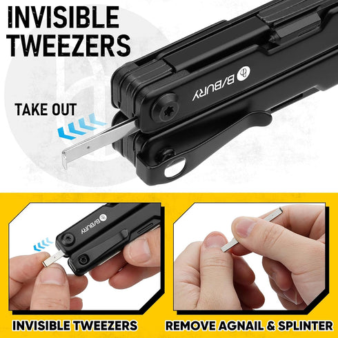 BI2051AB, BIBURY Mini Multitool Pliers Mini EDC Multi Tool with Pocket Clip for Outdoor Survival, Gifts for Men