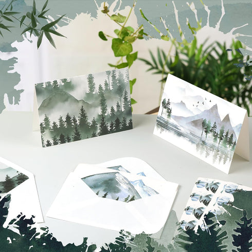 Zhanmai 100 Set 4 6 Inch Thank You Cards for Gratitude with Envelopes Stickers Bulk x Watercolor Forest Employee