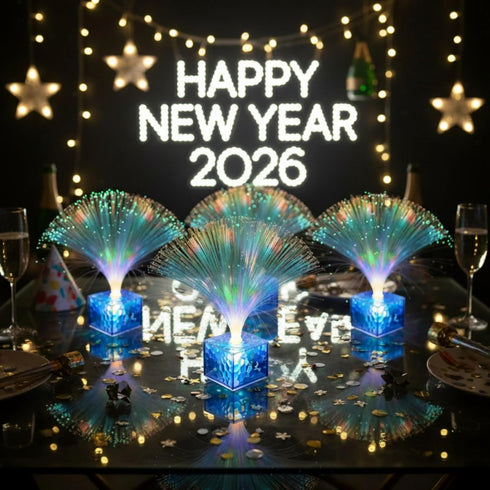 Decorations(6 Inch,Blue) Amylove Mini Fiber Optic Lamp Bulk LED Light Color Changing Table Centerpiece Glow in The Dark