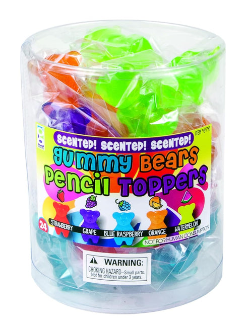 Raymond Geddes Gummy Bear Scented Pencil Toppers, Pack of 24, Fun Colorful School Supplies for Kids