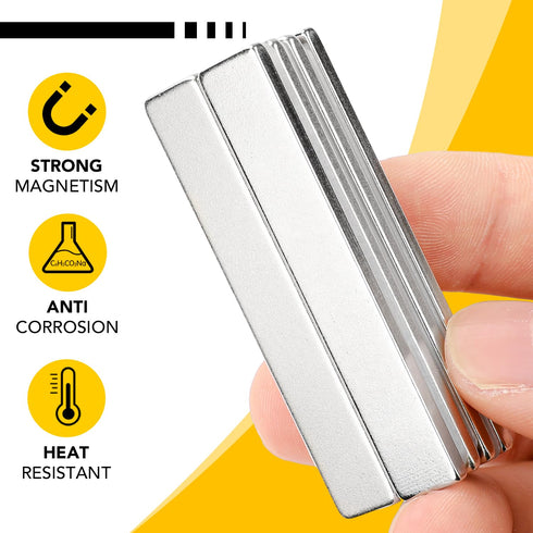 DIYMAG Strong Neodymium Bar Magnets with Double-Sided Adhesive, Rare Earth Magnet - 60 x 10 x 3 mm, Pack of 16