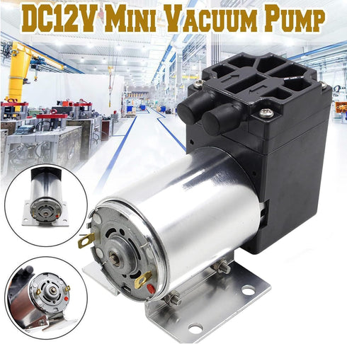 DC 12V Mini Vacuum Pump - 6W Micro Diaphragm Pump Air Compressor, Aluminum Negative Pressure Air Suction Pump for Gas Analysis Sampling Instrument