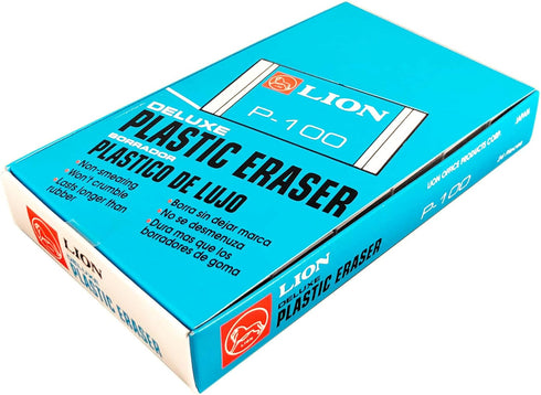 LION Translucent White Plastic Erasers, 24 EA/Box, 1 Box (P-100)
