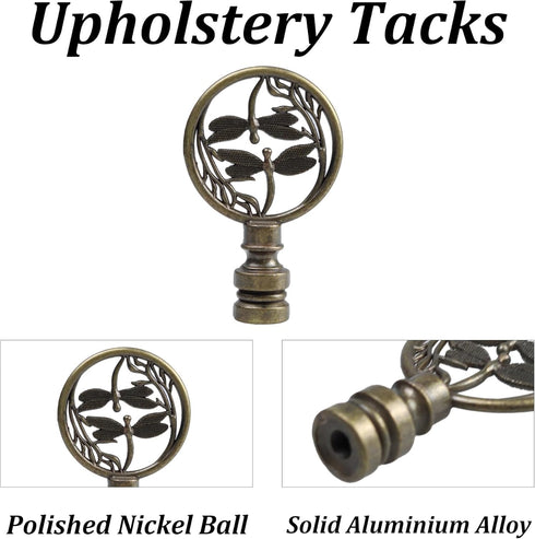 Runseaway 2PCS Dragonfly Design Lamp Finial, Antique Brass Lamp Shade Decoration Cap Knob, Solid Metal Screw Top