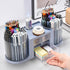 Rotating Desk Organizer with 2 Pen Holders, 10 Slots Pencil Holder + 3 Drawer, Art Supply Storage Box (Blue)