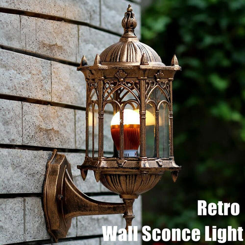 Kathring Retro Wall Mount Light Fixture, Industrial Lantern Vintage Rustic Lantern Lamp Wall Sconce Light Glass Shade