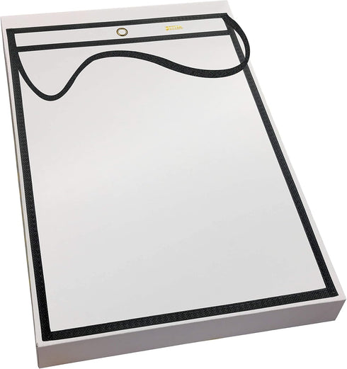 Better Office Products 15 Pack Shop Ticket Holders, 9 x 12 Inches, Clear Both Sides, Stitched Black Canvas Edge Trim