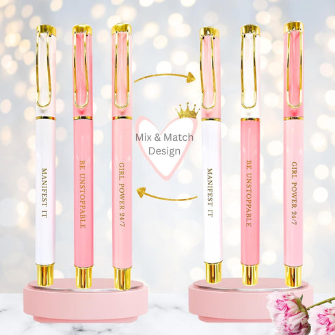 Boss Lady Girl Boss Pen Set - Chic Motivational Pens for Women with Inspirational Quotes, Ideal Office Decor Gifts