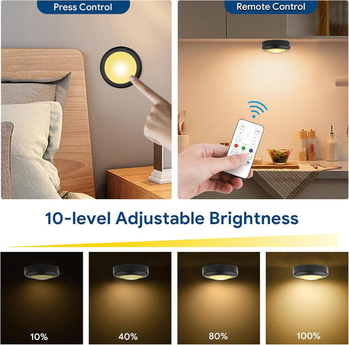 12 Pack 16 Dimmer Timmer Closet Yiliaw LED Puck Lights Remote Control Color Changeable Under Cabinet Lights, Battery