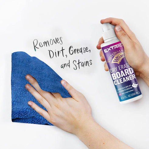 Whiteboard Cleaner 8.5 Ounces, Dry Erase Board Cleaning Spray and Microfiber Cloth (1) Non-Toxic Dry Erase Cleaner