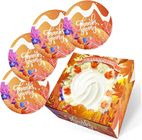 Bakepacker Thanksgiving Cake Boxes with Window, 36pcs 8x8x5 inches (18 Cake Boxes + 18 Cake Boards)