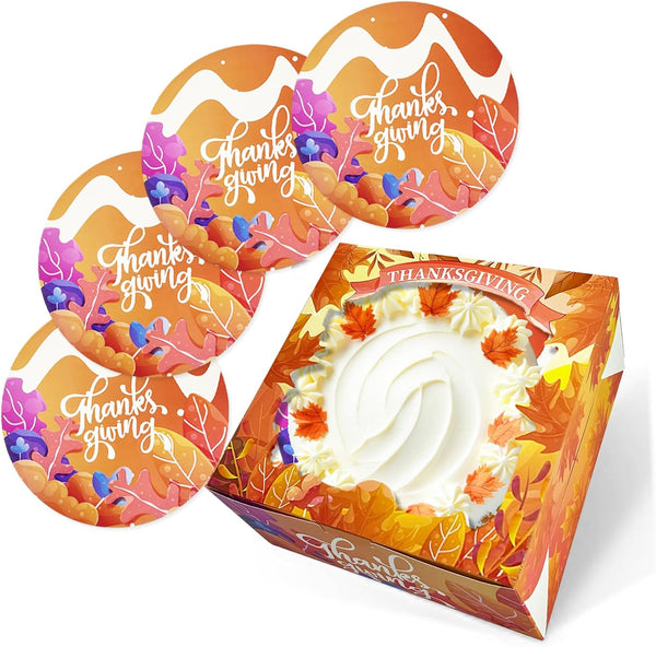 Bakepacker Thanksgiving Cake Boxes with Window, 36pcs 8x8x5 inches (18 Cake Boxes + 18 Cake Boards)