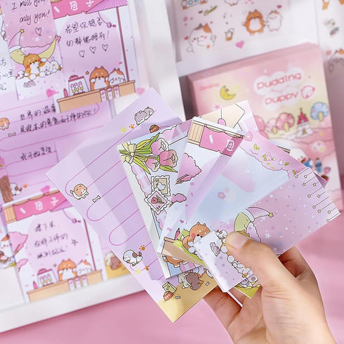 Doraking 250 Sheets Cute Cartoon Dog Memo Notes - Writing Pads with 2 Sheets Decorative Stickers