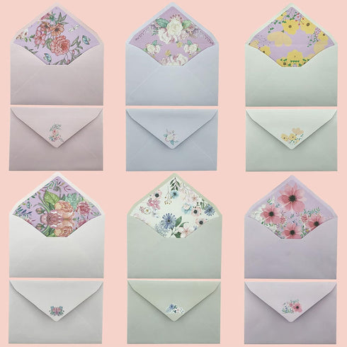 SCStyle Stationary Paper and Envelopes Set, 48 Sheets Writing Paper 5.9X7.7Inch + 24 Pcs A6 Cute Envelopes with