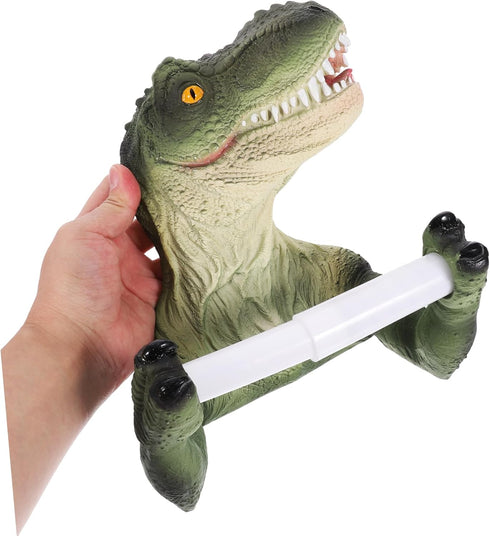 Holibanna Dinosaur Toilet Paper Holder Adhesive Backing Fun Bathroom Decor for Boys and Girls Wall-Mounted Easy