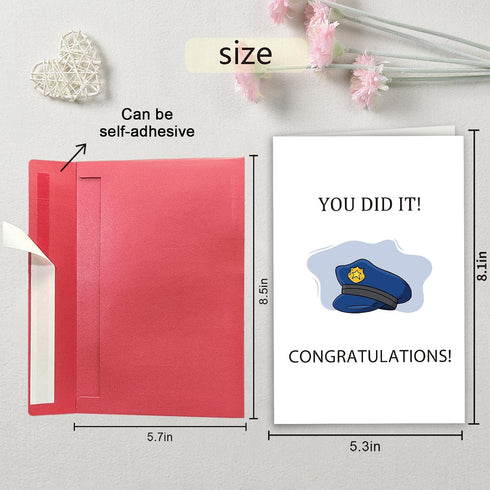 Qiavor Police Academy Graduation Card, You Did It Police Card, Police Promotion Card, Police Officer Congratulation