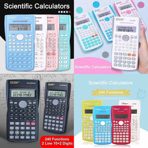 Scientific Calculators Desktop, 240 Functions, 2 Line, 10+2 Digits, Pink for Students