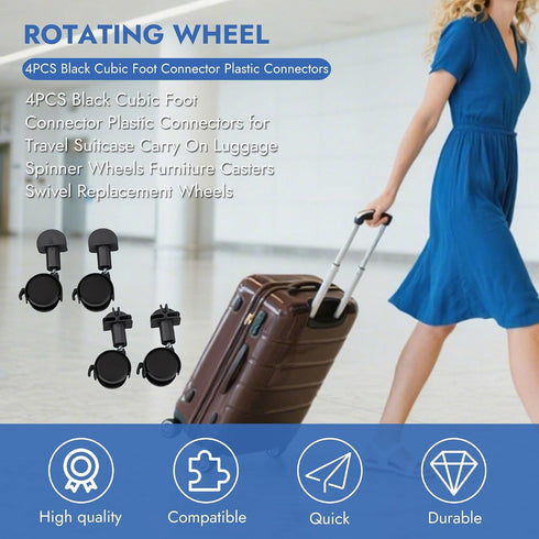 RiseDirectly 360 4 Degree Black Caster Wheels Pcs Cat Cage Casters Spinner Wheels Smooth Plastic Rolling Wheel