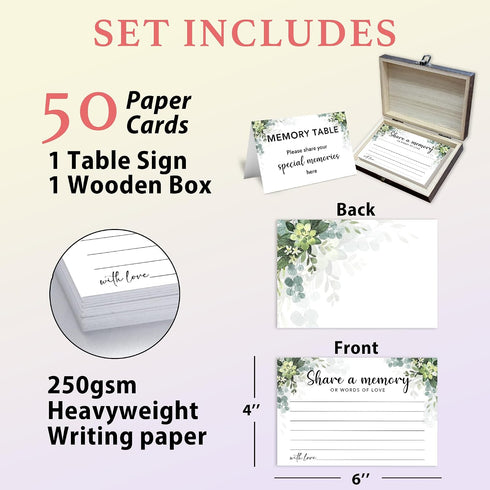 50 -A01 Share A Memory Cards For Celebration of Life Decorations, Psc Share A Memory Box For Funeral Memorial