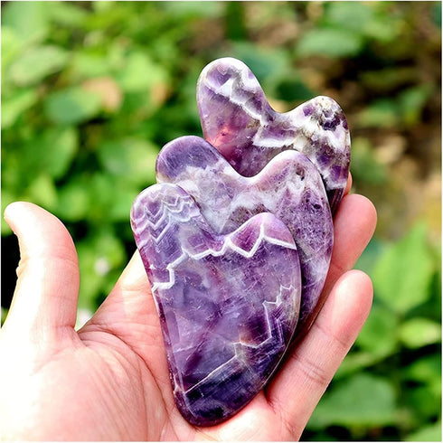 MUOBSBJRX Set 1 Amethyst Rough Stone Face Care Massage Tool Amethyst Roller Gua Sha Massage Natural Crystal Jade