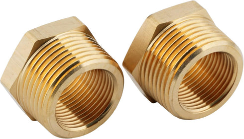 U.S. Solid 2pcs Brass Reducer Hex Bushing, 1" NPT Male x 3/4" NPT Female Pipe Fitting