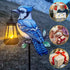 2 Pack Solar Lanterns Outdoor Decor Solar Bule Jay Lanterns Solar Cardinal Redbird Lights Metal Stake Yard Garden Decor