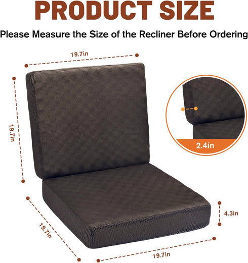 Wibeelee 19.7 19.7 Inches, 4.3 Inch Brown Egg Crate Foam Recliner Cushion with Back Support, x Thick Seat, Reduces