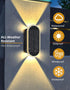 8 2 Solar Fence Lights Outdoor, Warm White & RGB Modes Solar Wall Lights Outdoor Waterproof, Up&Down Dual-Head Outdoor